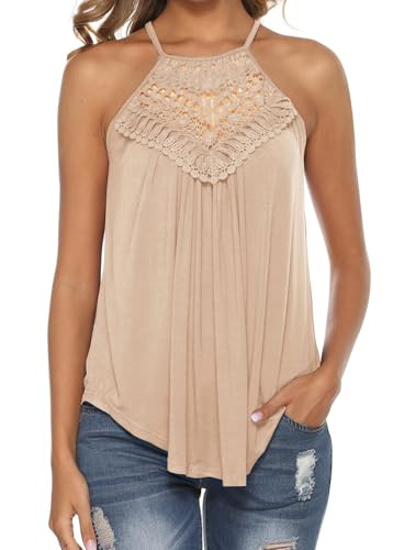Bluetime Halter Tops for Women Sexy Sleeveless Lace Crochet Dressy Flowy Tank Top Cute Summer Shi... | Amazon (US)