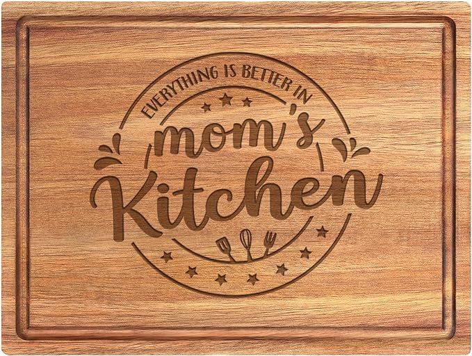 Gifts for Mom from Daughter or Son - Best Mom Birthday Gifts Premium Acacia Wood Cutting Board, M... | Amazon (US)