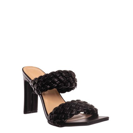 Woven Sandal On Flat Block Heel Womens Mule Shoes | Walmart (US)