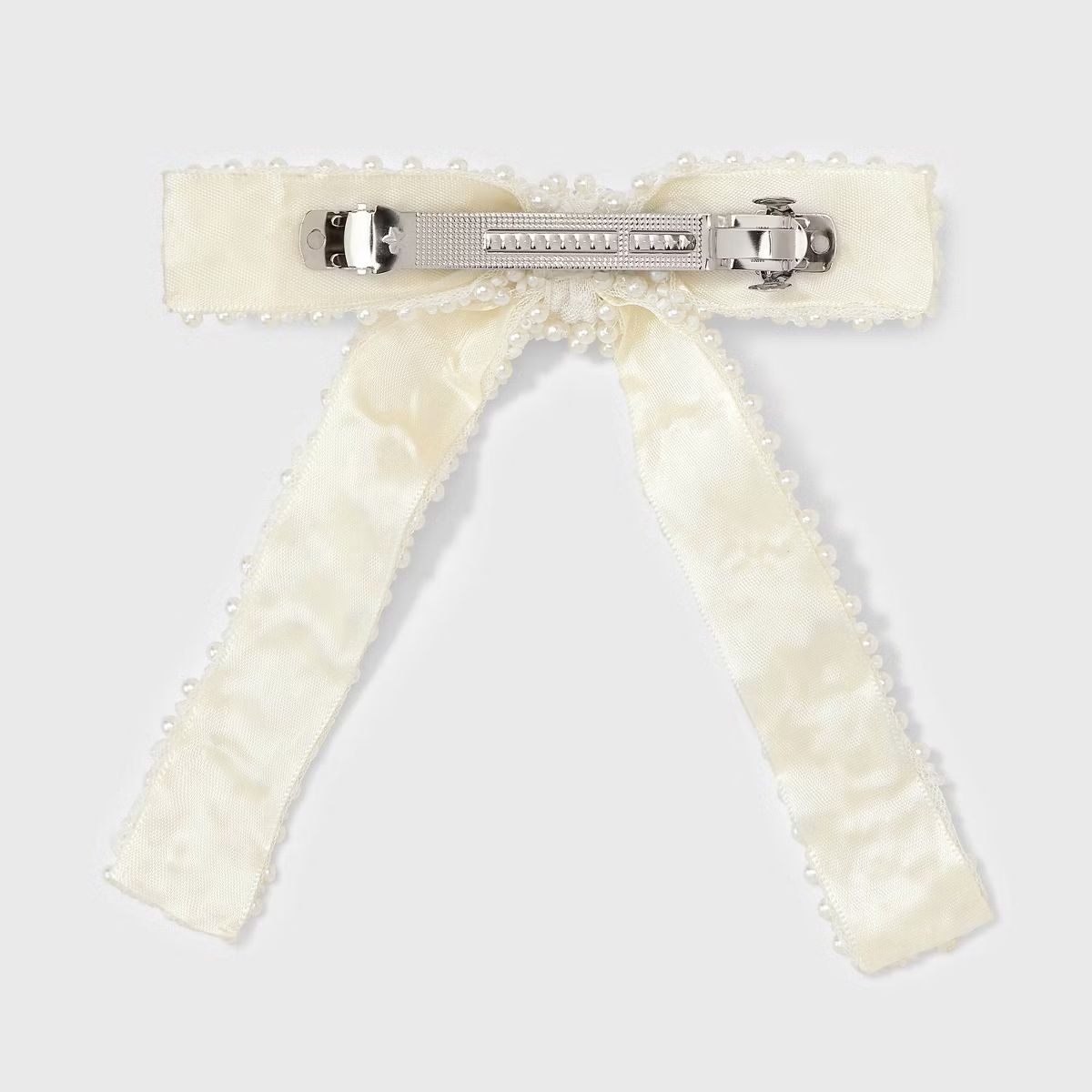 Pearl Bow on Metal Barrette Hair Clip - Ivory | Target