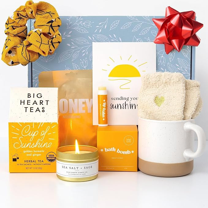 Unboxme Sunshine Gift For Women | Self Care Package with Herbal Tea, Mug, Bath Bomb, Candle, Fluf... | Amazon (US)