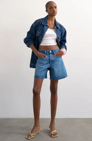Topshop Editor Mid Rise Cotton Denim Shorts | Nordstrom | Nordstrom
