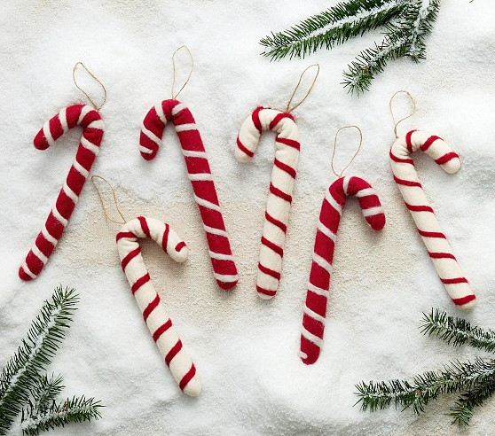 Jumbo Candy Cane Felted Wool Ornaments (10"), Set of 6 | Pottery Barn Kids