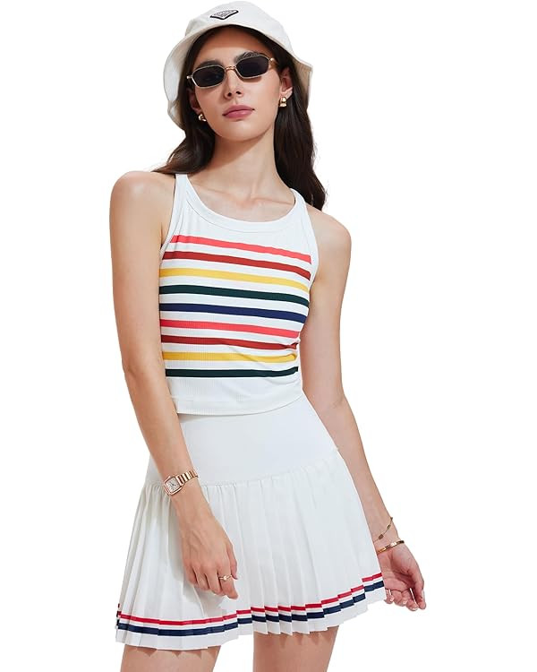 Tennis Skirt Set for Women 2 Piece Racerback Tank Top Golf Dress Activewear for Outfit Pickleball... | Amazon (US)