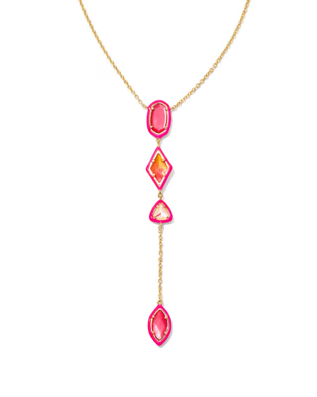 Greta Gold Y Necklace in Pink Mix | Kendra Scott