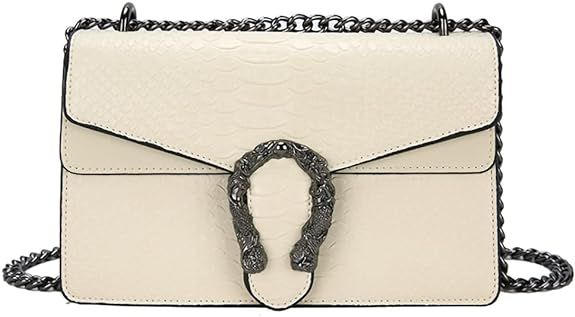Crossbody Shoulder Evening Bag for Women - Snake Printed Leather Messenger Bag Chain Strap Clutch... | Amazon (US)