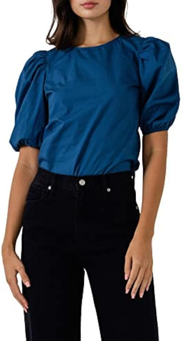 English Factory Poplin Puffed Sleeve Top | Amazon (US)