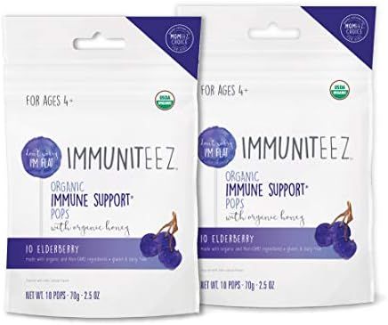 Lolleez, Immuniteez Organic Immune Support Pops with Honey for Kids Elderberry Flavor 10ct.5 Ounce,  | Amazon (US)