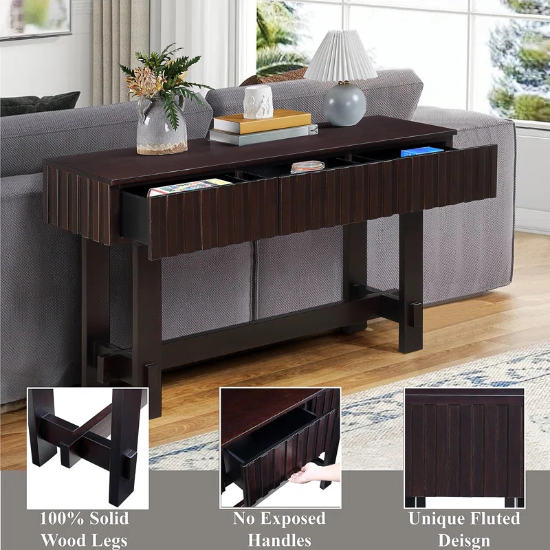 52 Inch Sofa Table With Storage Drawers | Wayfair North America