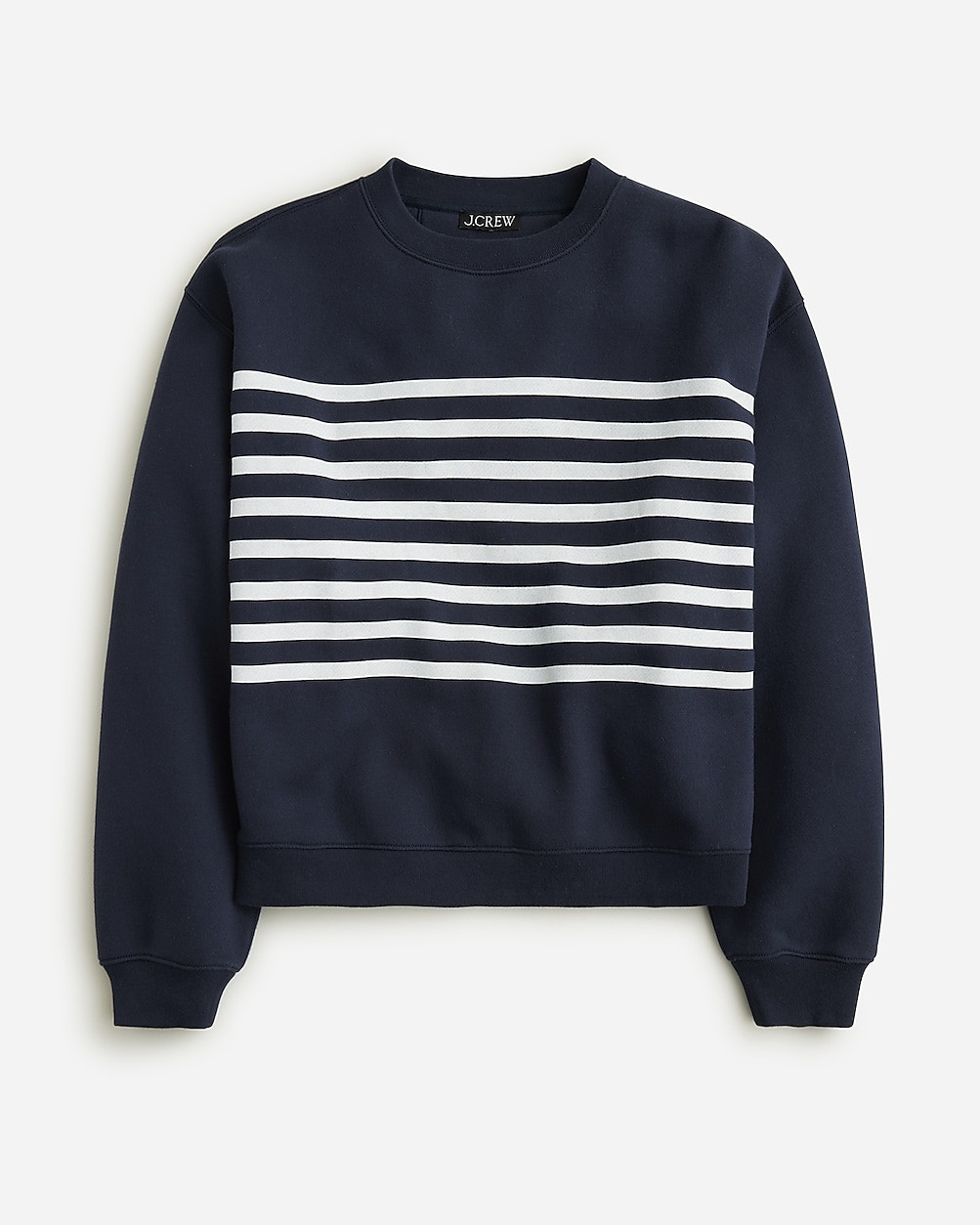 Heritage fleece cropped crewneck sweatshirt in stripe | J. Crew US