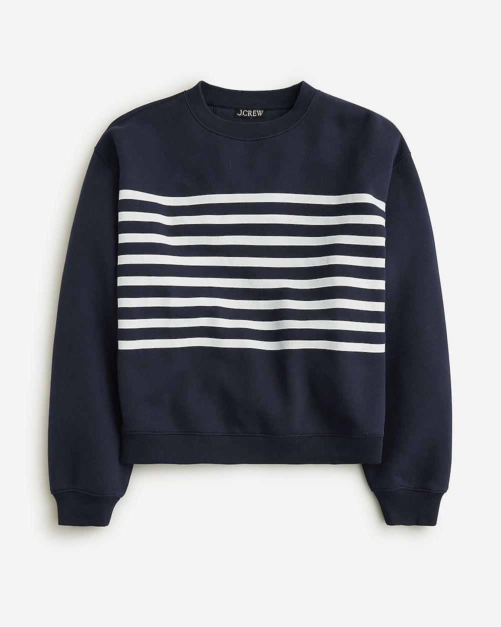 Heritage fleece cropped crewneck sweatshirt in stripe | J.Crew US