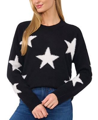 CeCe Women's Star-Print Long-Sleeve Crewneck Sweater - Macy's | Macy's