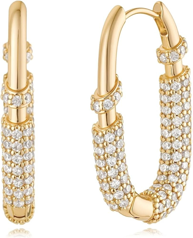 MYEARS Women Earrings Gold Huggie U Hoop 14K Gold Plated Small Simple Hypoallergenic Everyday Jew... | Amazon (US)