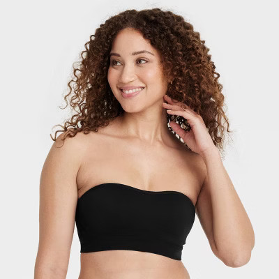Women's Seamless Lightly Lined Bandeau Bra - Auden™ Black XS: Molded Cup, Pullover, Knit Fabric | Target