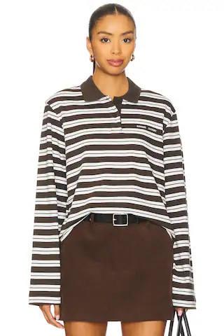 SAMSOE SAMSOE Sadover Longsleeve Polo Top in Turkish Coffee St from Revolve.com | Revolve Clothing (Global)