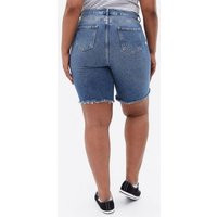 Curves Bright Blue Denim Ripped Knee Shorts New Look | New Look (UK)