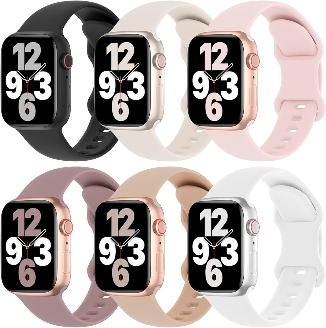 6 Pack Silicone Bands Compatible with Apple Watch Band 38mm 40mm 41mm 42mm 44mm 45mm 49mm, Soft S... | Amazon (US)