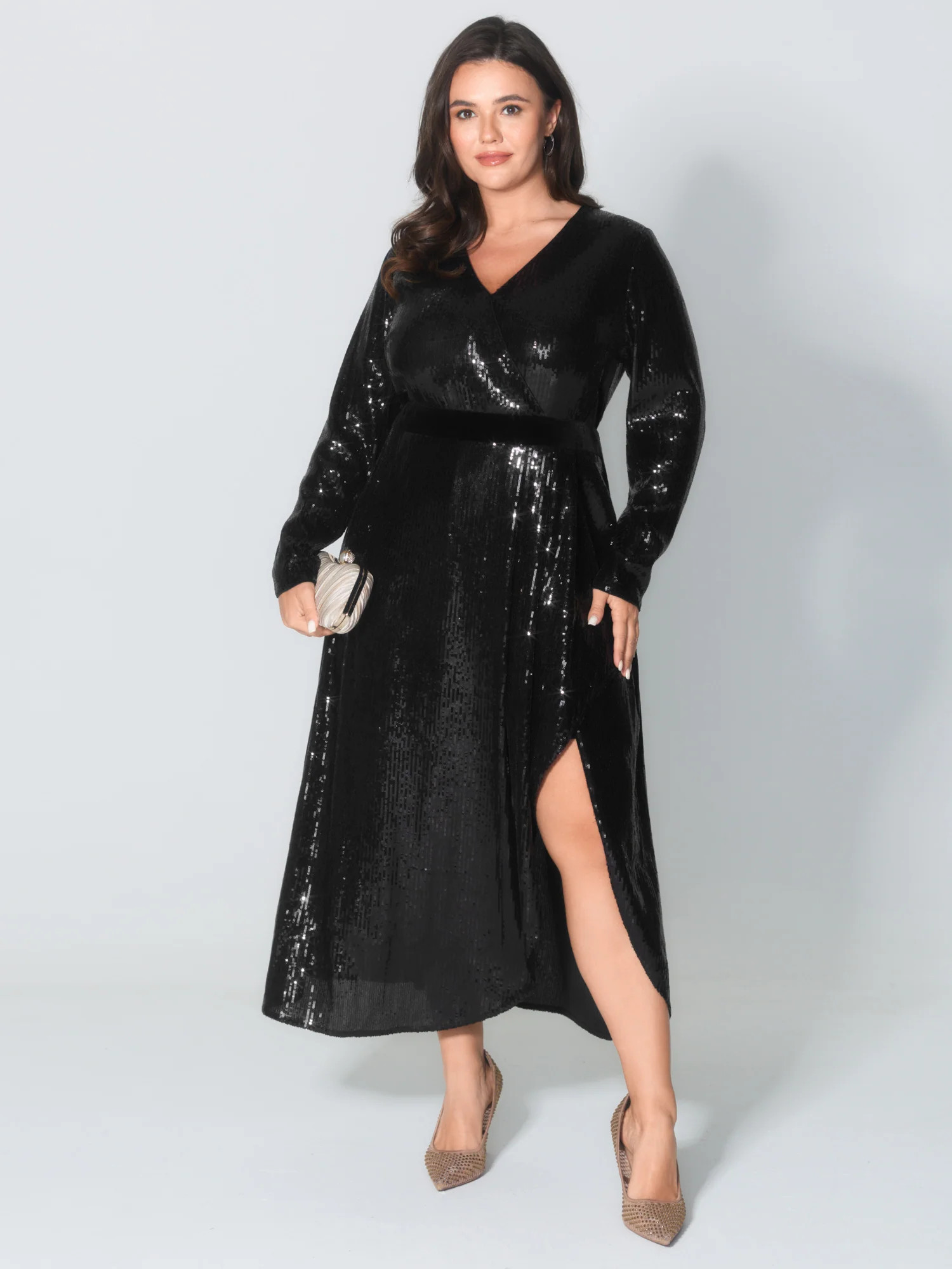 Sparkly Sequin Waist-Defining Sheer Maxi Dress | Bloomchic