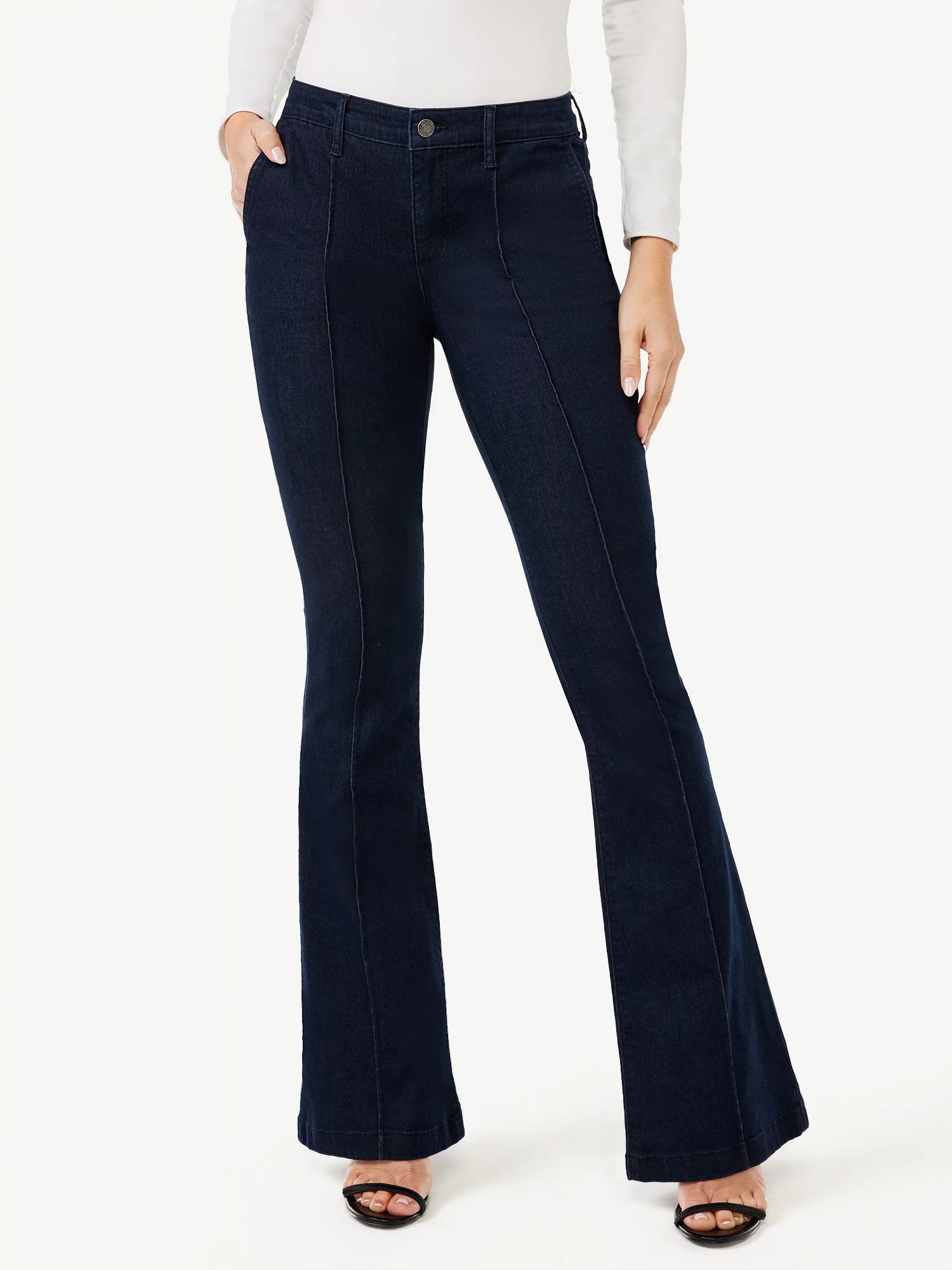 Sofia Jeans by Sofia Vergara Women's Carmen High Rise Flare Pintuck Jeans | Walmart (US)