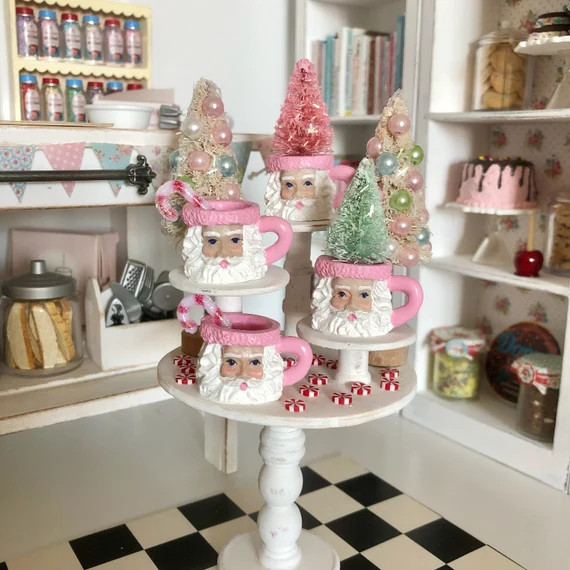 1:6 Scale Miniature  .75 inch tall  Retro SANTA MUG & | Etsy | Etsy (US)