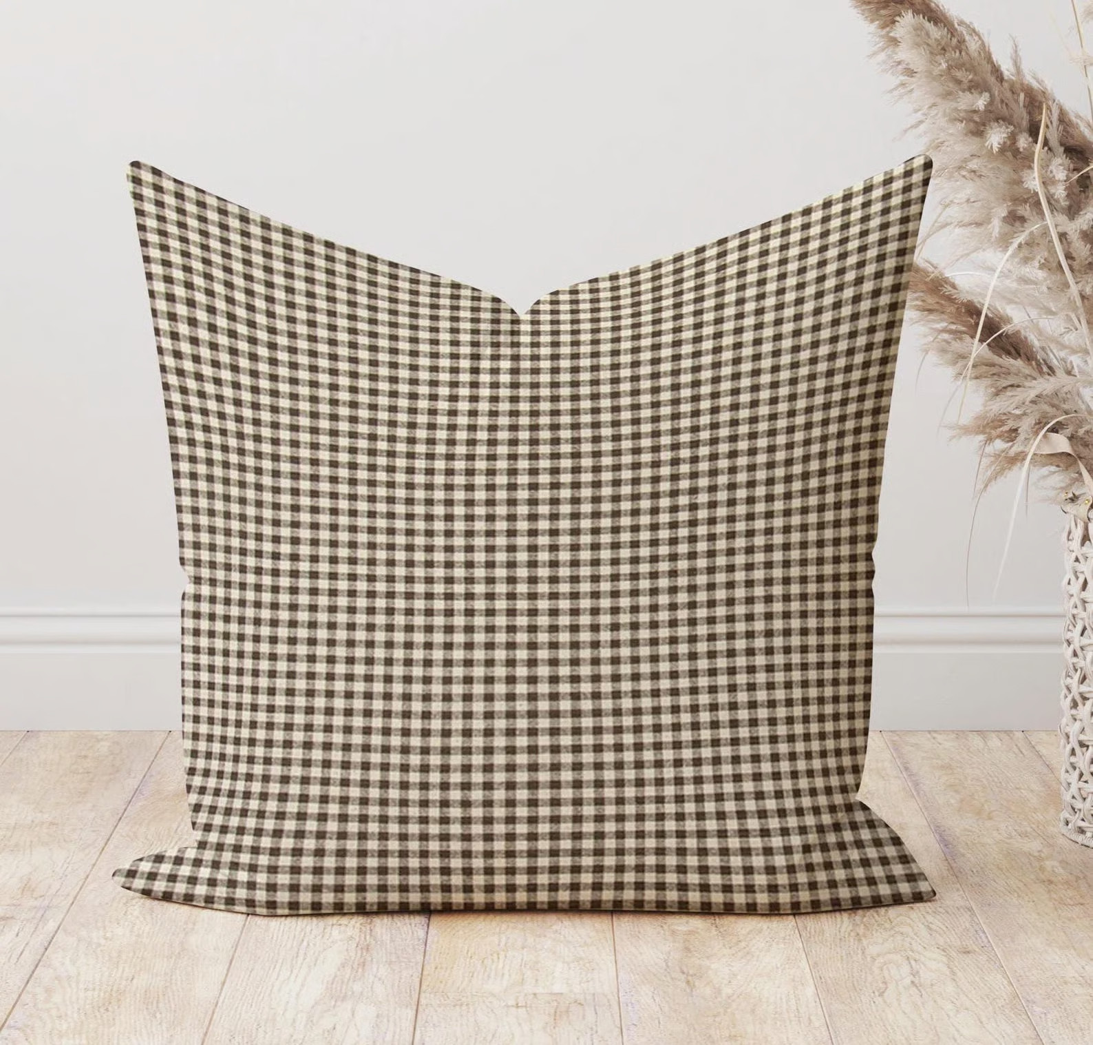Chestnut Brown And Beige Gingham Pillow Cover | Wayfair North America