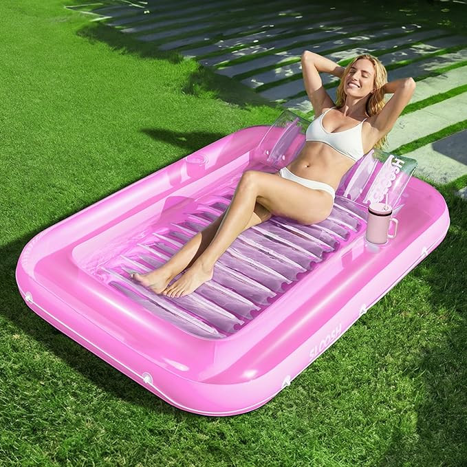 SLOOSH Inflatable Tanning Pool Lounger Float, 70" x 46" Pool Floats Adult with Pillow, 4 in 1 Sun... | Amazon (US)