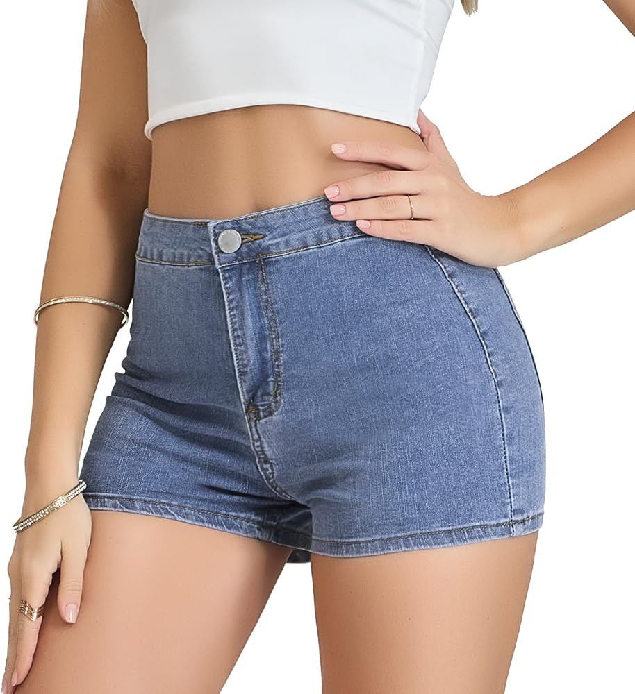 VIPONES Jean Shorts Womens High Waisted Stretchy Sexy Butt-Lifting Hot Denim Shorts | Amazon (US)