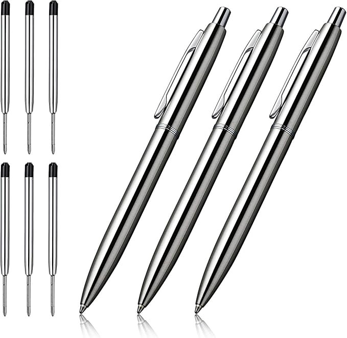 ChaoQ 3 Pcs Retractable Metal Ballpoint Pens, for Gift, Business, Office, 1.0mm Medium Point Blac... | Amazon (US)
