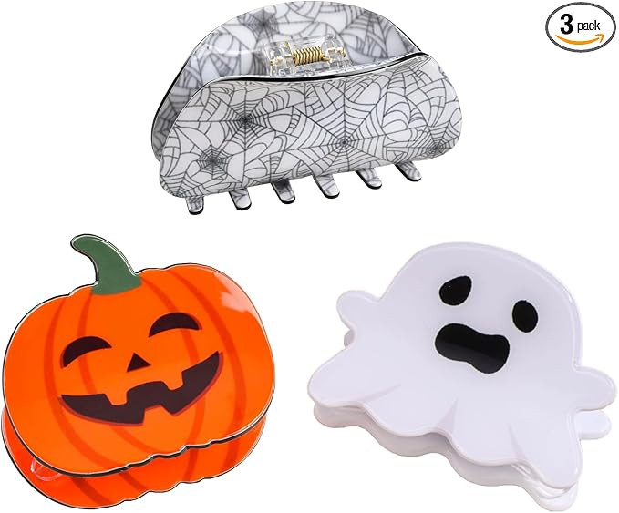 AOVNA 3pcs Halloween Hair Claw Clips Pumpkin Ghost Spider Web Design Hair Barrettes for Women Gir... | Amazon (UK)