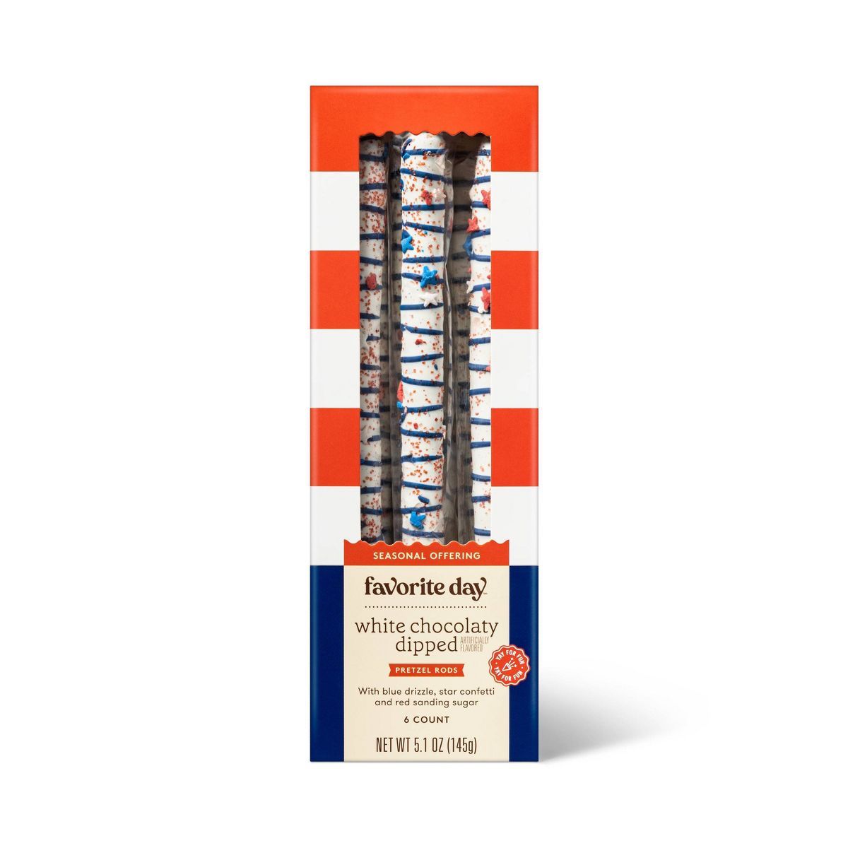 Red White & Blue White Chocolaty Dipped Pretzel Rods - 5.1oz - Favorite Day™ - 5.3oz - Favorite... | Target