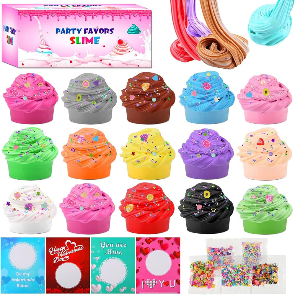Valentines Day Gifts for Kids, Valentines Cards with 28 Pcs Butter Slime Valentines Party Favors ... | Amazon (US)