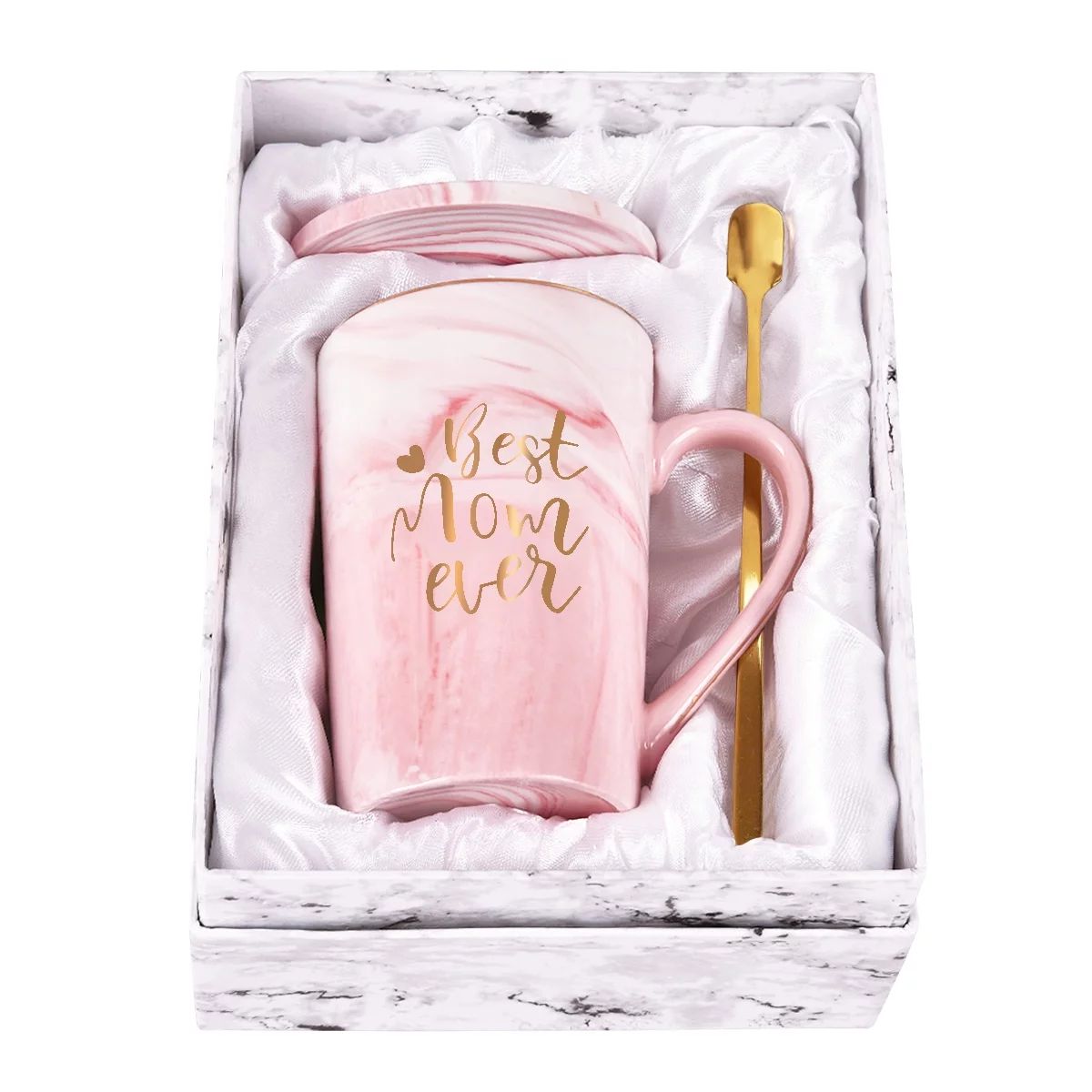Ikfashoni Mother's Day Gifts, Birthday Gifts for Mom, Pink Coffee Mug with Coaster and Spoon, 14f... | Walmart (US)