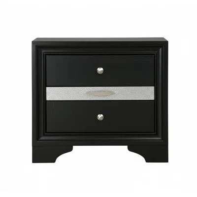 Black Contemporary Nightstand With Hidden Drawer, Nickel Round Knob Handles, And English Dovetail Joints — 1pc Bedside Table | Wayfair North America