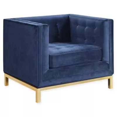 Chic Home Vigan Velvet Club Chair in Navy | Bed Bath & Beyond