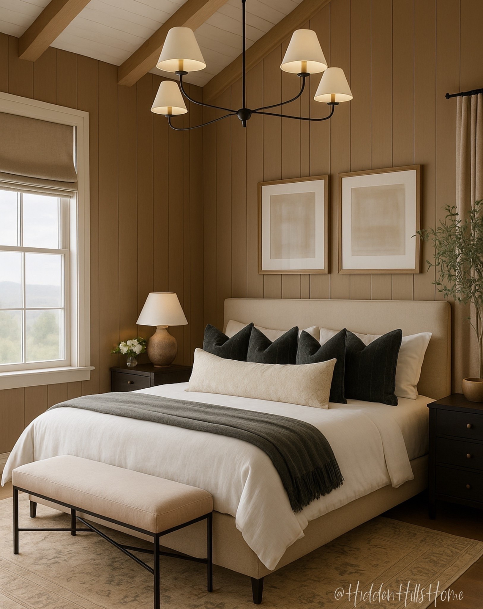 Modern traditional master bedroom mood board, bedroom design ideas, bedroom inspiration, bedroom decor #bed