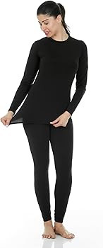 Thermajane Long Johns Thermal Underwear for Women Fleece Lined Base Layer Pajama Set Cold Weather | Amazon (US)
