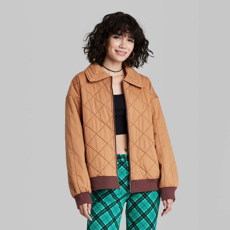 Women's Woven Quilted Bomber Jacket - Wild Fable™ | Target