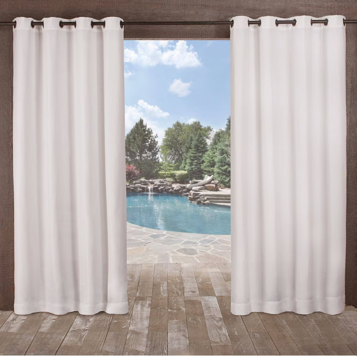 Set of 2 Delano Indoor/Outdoor Heavy Textured Grommet Top Light Filtering Window Curtain Panels -... | Target