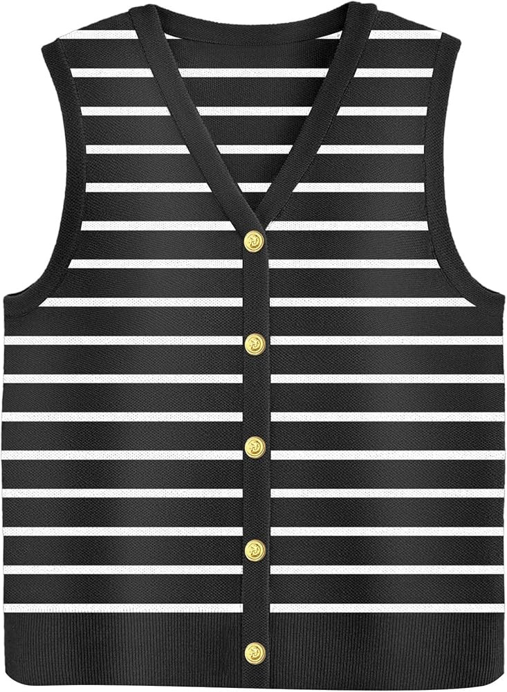 Zeagoo Womens Sweater Vest V Neck Button Down Shirts Trendy Knit Sleeveless Cardigan Top Shirt S-... | Amazon (US)