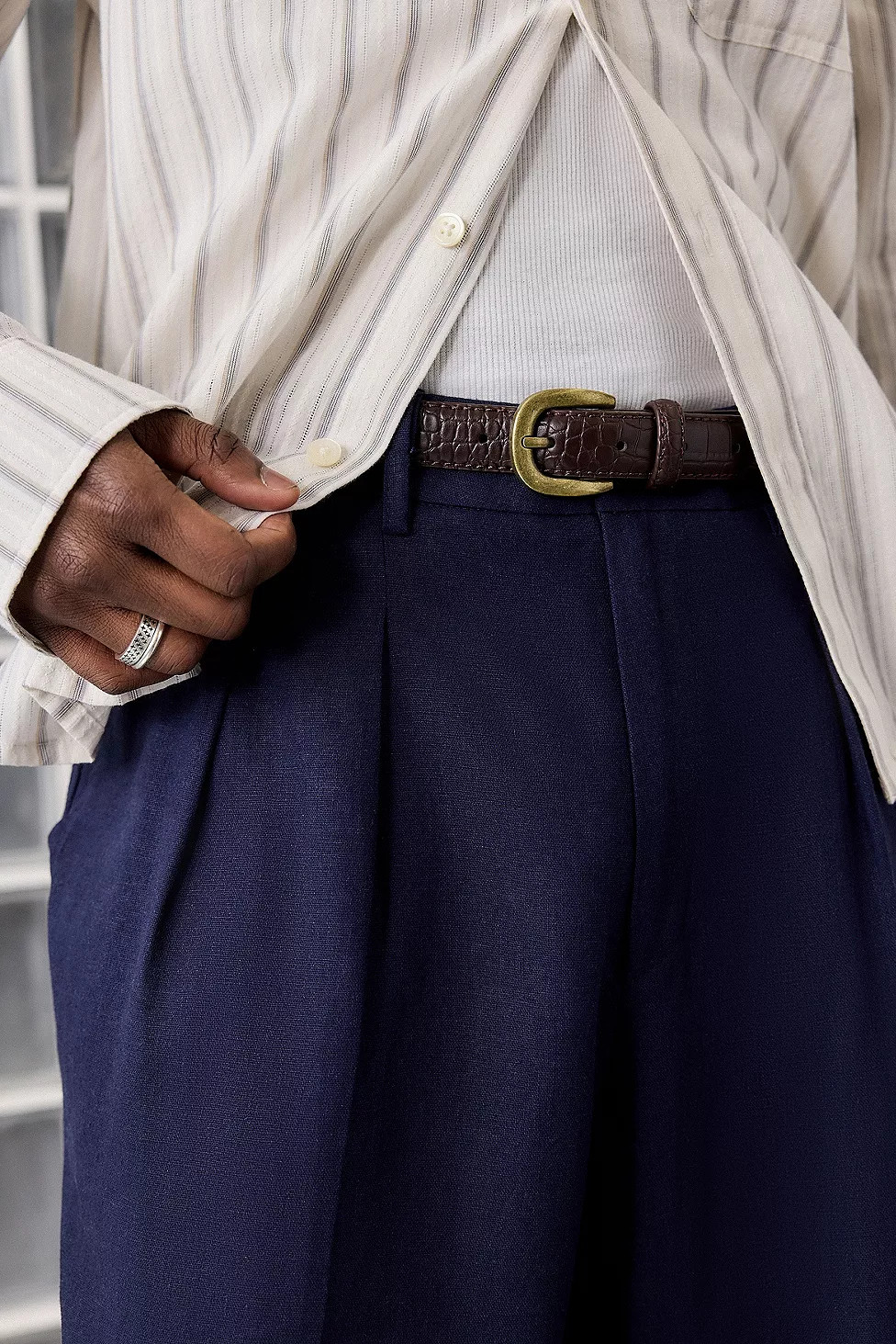 Loom Brown Croc Belt | Urban Outfitters (EU)