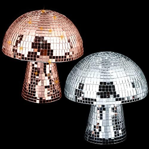 2 Pcs Mushroom Disco Ball Silver Mirror Disco Ball Freestanding Mushroom Mirror Glitte Disco Ball... | Amazon (US)
