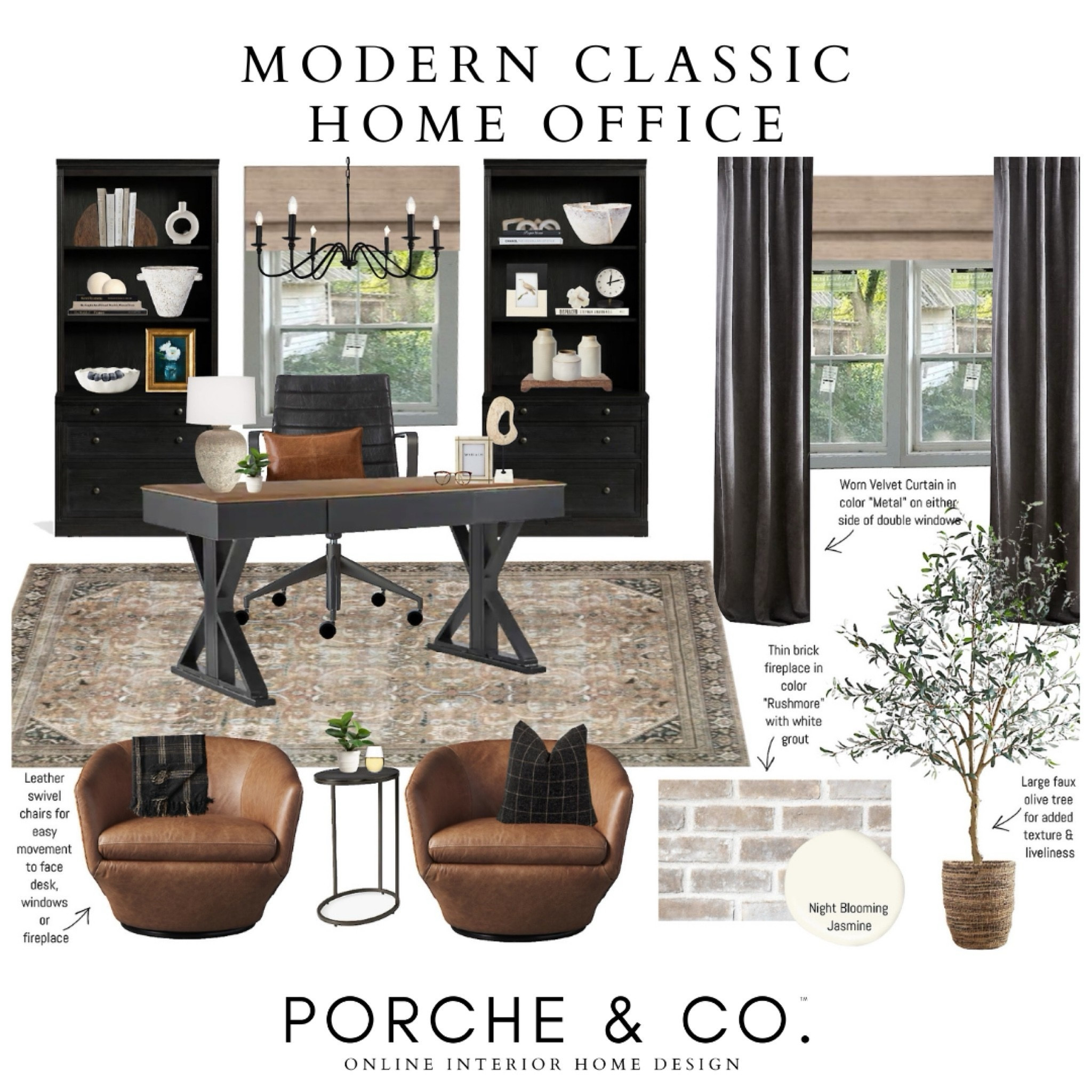 Home office design, home office mood board, office decor, office furniture, office inspo 
#homeoffice #moodboard #porcheandco

#LTKStyleTip #LTKHome
