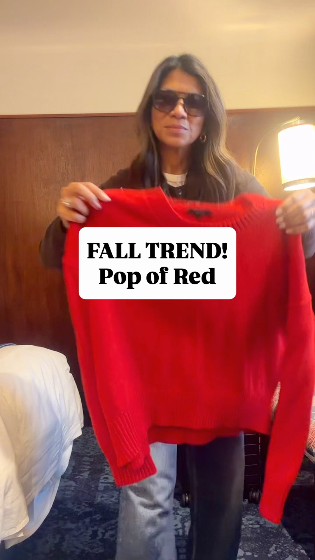 I’m 5’2” 118#ish for reference 
Airport Outfit! I saw tons of pop of red in outfits while I was NYFW. 
Red sweater in small tts.
Argyle cardigan in small tts.
Sweatpant jeans I sized down to 25. Wash is Venice- still a favorite! There’s nothing like it! 
White tee in small tts. 
Sneakers fit tts-if you have wide feet reviews say to size up-I stayed with my true size. Very comfy! 

I love my new fall bag so much! I used it in NYC, airport outfit, and as a clutch for date night last night!  The outside is real suede, inside is real leather, it’s lightweight! I have the color Dark Chocolate. The other colors is called Warm Brown and it’s so pretty too. Also comes in leather. I linked in a few stores.
Carry-on luggage is the small size.
Personal bag(black) is linked-fits under most plane seats! 

airport outfit, travel outfit, fall outfit, fall bag, comfy sneakers, low profile sneakers, suede bag, Coach Chelsea 36, over 50 style, midlife fashion, petite fashion,midlife women, affordable fashion, fashion over40

#LTKNYFW #LTKPetite #LTKPetite #LTKNYFW #LTKTravel