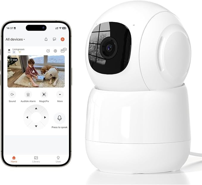 Linkthai Indoor Security Camera, 2K Pet Dog Camera with Phone App,Baby Monitor Camera with Auto T... | Amazon (US)