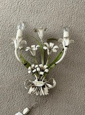 Vintage Tole Electric Wall Sconce With Chain And Chain Cover | eBay US