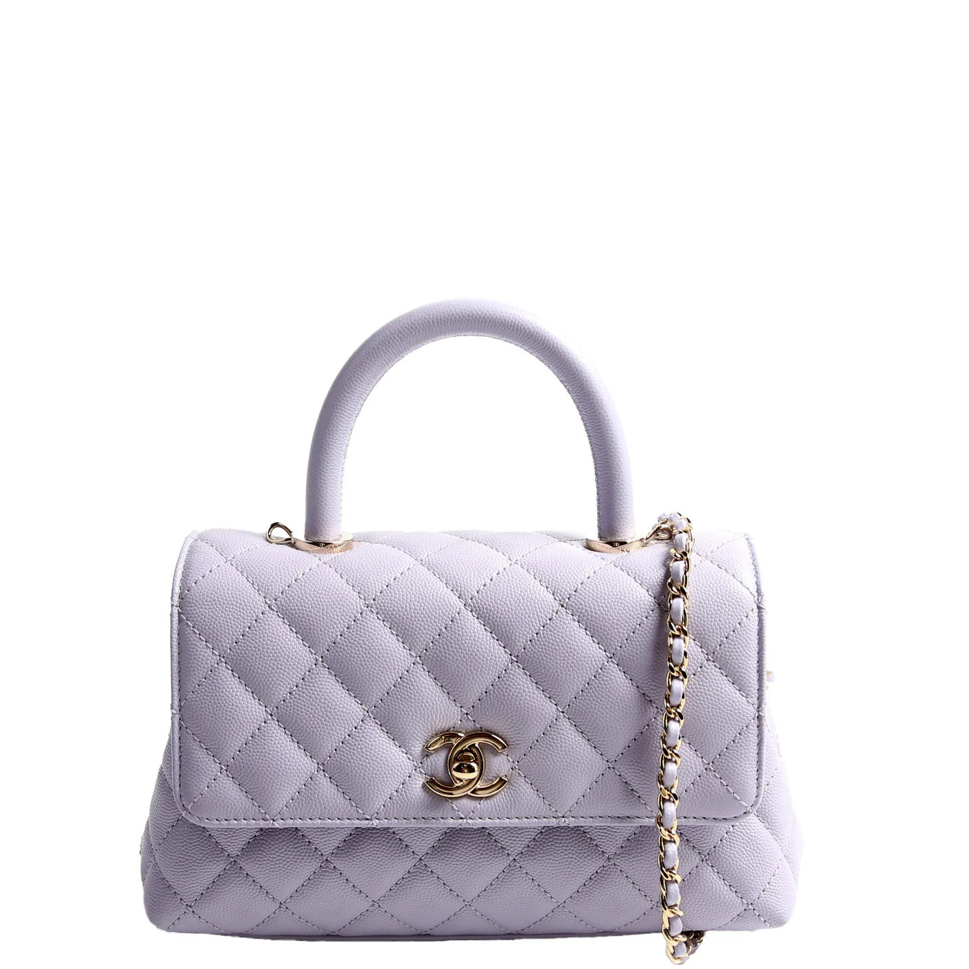 Coco Top Handle Mini Caviar RFID Purple | Keeks Designer Handbags