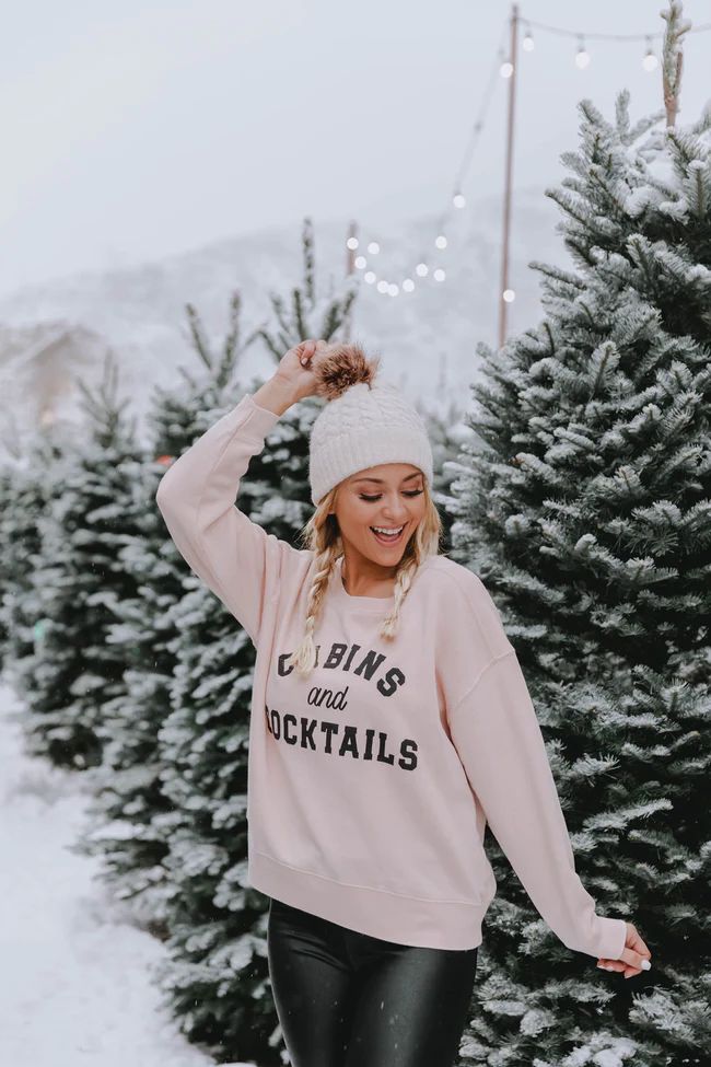 Cabins And Cocktails Pale Pink Graphic Sweatshirt | The Pink Lily Boutique