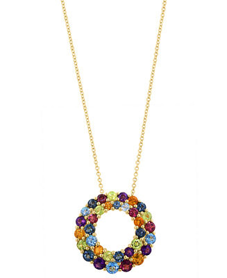 Multi-Gemstone (4-1/5 ct. t.w.) Pendant Necklace in 14k Yellow Gold | Macy's