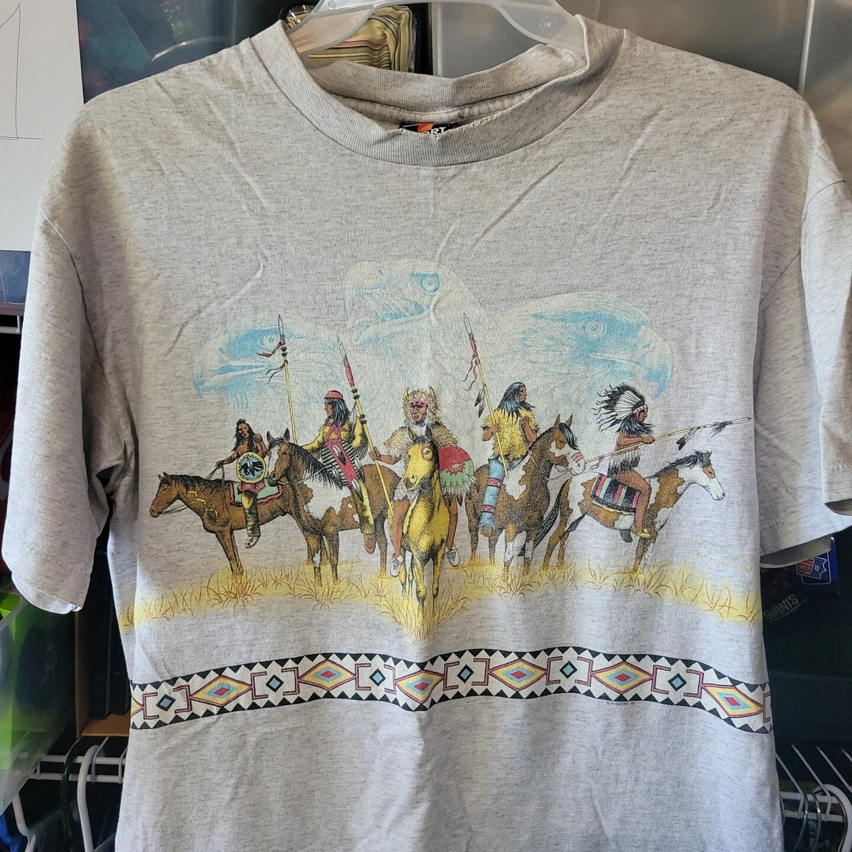 Vintage 90s Native American Horse Nature t shirt L habitat 91 VTG double sided | eBay US