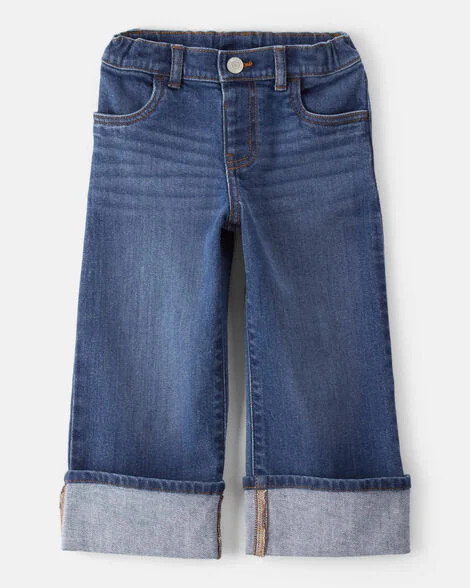 Toddler Girl Denim Wide-Leg Cuff Jeans - Blue | Carter's Inc